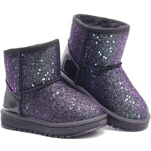 Sparkly Purple and Black Ankle Boots
